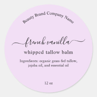 Pegatina Redonda Lavanda Morada Personalizada Minimalista Belleza S