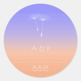 Pegatina Redonda Lavanda Peach Gray Pastel Ombre Dandelion