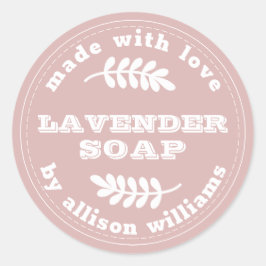 Pegatina Redonda Lavanda personalizado Jabón Plata Rosa