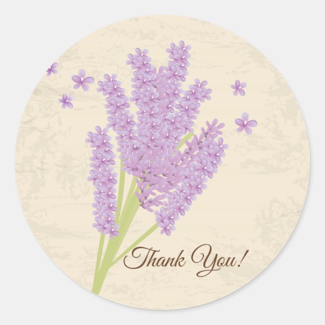 Pegatina Redonda lavanda, púrpura, flor, pegatinas florales (Anverso)