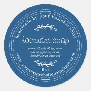Pegatina Redonda Lavanda Rusa Hecha a Mano Soap Classic Blue