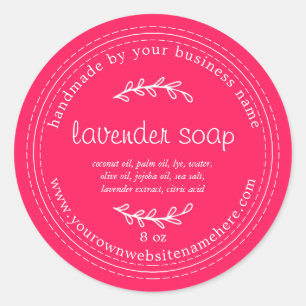 Pegatina Redonda Lavanda Rusa Hecha A Mano Soap Diva Rosa