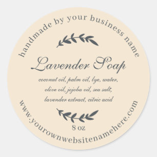 Pegatina Redonda Lavanda Rusa Hecha A Mano Soap Ivory