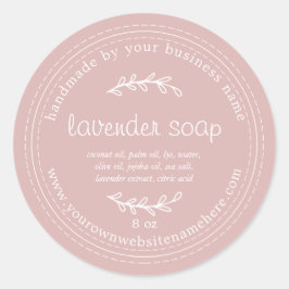 Pegatina Redonda Lavanda Rusa Hecha A Mano Soap Plata Rosa