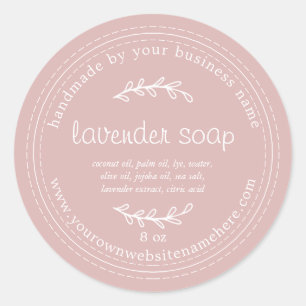 Pegatina Redonda Lavanda Rusa Hecha A Mano Soap Plata Rosa
