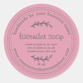 Pegatina Redonda Lavanda Rusa Hecha A Mano Soap Sea Pink