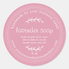 Pegatina Redonda Lavanda Rusa Hecha A Mano Soap Sea Pink