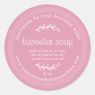 Pegatina Redonda Lavanda Rusa Hecha A Mano Soap Sea Pink