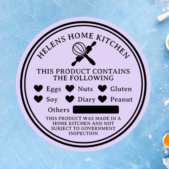 Pegatina Redonda Lavender Alimentos Alerta Alergia Panadería Pegati (Subido por el creador)