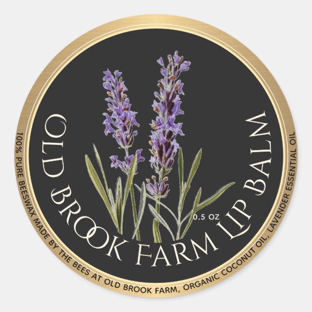 Pegatina Redonda Lavender Beeswax Lip Balm Classic Round Sticker (Anverso)