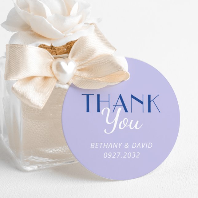 Pegatina Redonda Lavender Blue Fun Typography Boda Gracias (Subido por el creador)