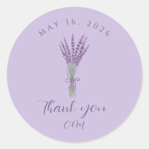 Pegatina Redonda Lavender Boda Gracias