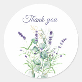 Pegatina Redonda Lavender Eucalyptus Agua Herbs Púrpura