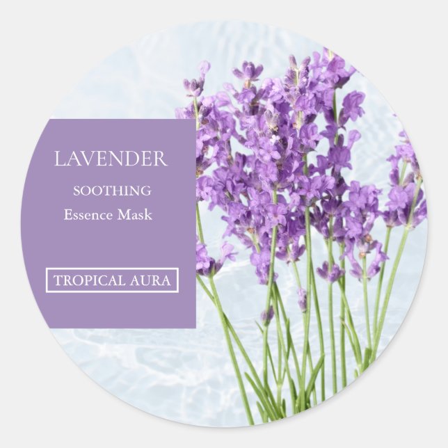 Pegatina Redonda Lavender Facial Mask Label (Anverso)