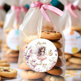 Pegatina Redonda Lavender Fairy wildflower gracias