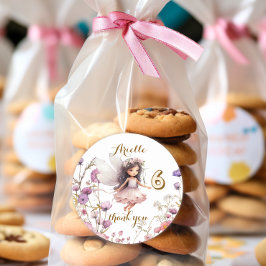 Pegatina Redonda Lavender Fairy wildflower gracias