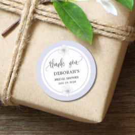 Pegatina Redonda Lavender Floral Bridal Shower