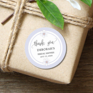Pegatina Redonda Lavender Floral Bridal Shower