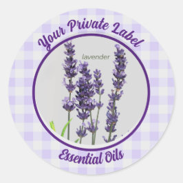Pegatina Redonda Lavender Gingham Private Essential