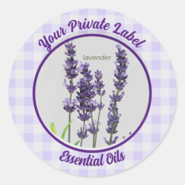 Pegatina Redonda Lavender Gingham Private Essential