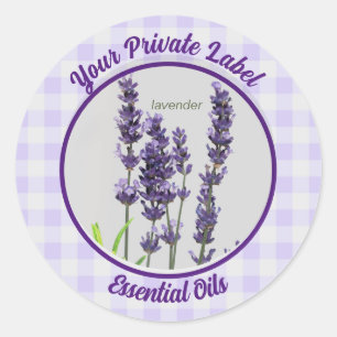 Pegatina Redonda Lavender Gingham Private Essential