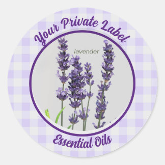 Pegatina Redonda Lavender Gingham Private Essential