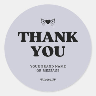 Pegatina Redonda Lavender Heart Wings Gracias Boda De Negocios