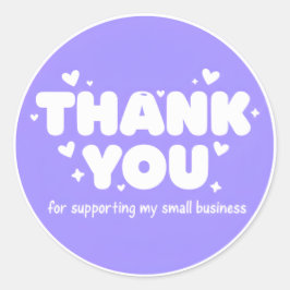 Pegatina Redonda Lavender Hearts Thank You Business Sticker 