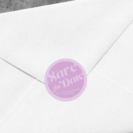 Pegatina Redonda Lavender Lilac Flourish Typography Save the Date