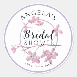Pegatina Redonda Lavender Lilac rosa Blossom Bridal Shower