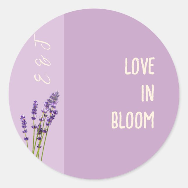 Pegatina Redonda Lavender Love Boda (Anverso)