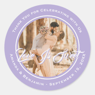 Pegatina Redonda Lavender Love Is Sweet Boda Photo