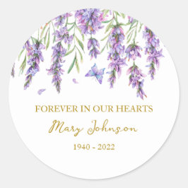 Pegatina Redonda Lavender Memorial Funeral Classic Round Sticker