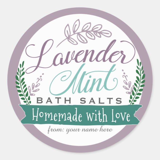 Pegatina Redonda Lavender Mint Bath Salt Labt para regalo casero (Anverso)