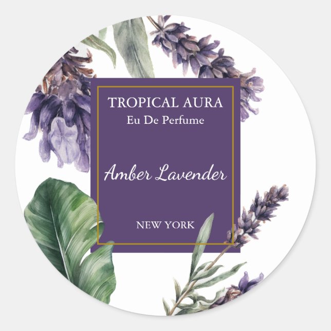 Pegatina Redonda Lavender Perfume Label (Anverso)