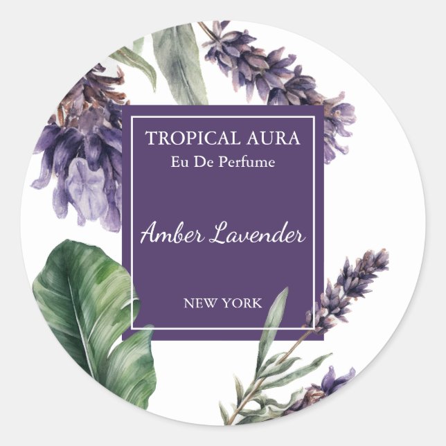 Pegatina Redonda Lavender Perfume Label (Anverso)