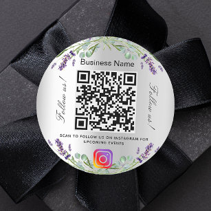 Pegatina Redonda Lavender plata floral negocio qr código instagram