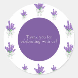 Pegatina Redonda Lavender Purple Baby Shower Gracias