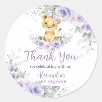 Lavender Purple Floral Lion Cub Baby Shower