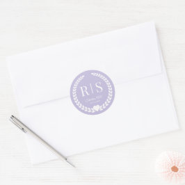 Pegatina Redonda Lavender Purple Wedding Monogram Initials