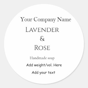 Pegatina Redonda Lavender rosa jabón hecho a mano añadir texto de n