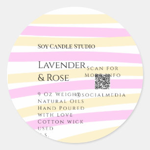 Pegatina Redonda Lavender rosa soja negocios de velas añadir código