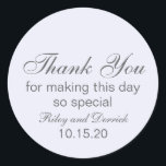 Pegatina Redonda Lavender Simple Gracias Boda<br><div class="desc">Agradece a sus invitados con esta sencilla etiqueta.</div>