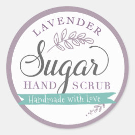 Pegatina Redonda Lavender Sugar Scrub Labs Personalizado Mason Jar