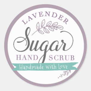 Pegatina Redonda Lavender Sugar Scrub Labs Personalizado Mason Jar