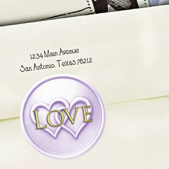 Pegatina Redonda Lavender Two Hearts Intertwined Wedding (Subido por el creador)