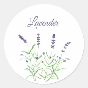 Pegatina Redonda Lavender Watercolor hierbas Cocina Morada