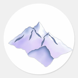 Pegatina Redonda Lavender Watercolor Mountain Night