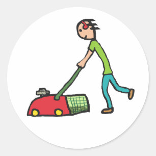 Pegatina Redonda Lawn Mowing
