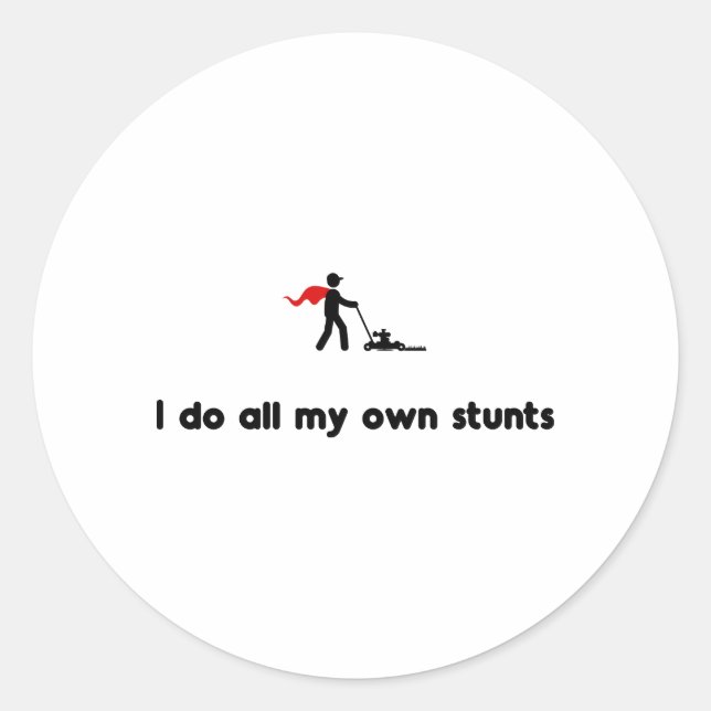 Pegatina Redonda Lawn Mowing Hero (Anverso)